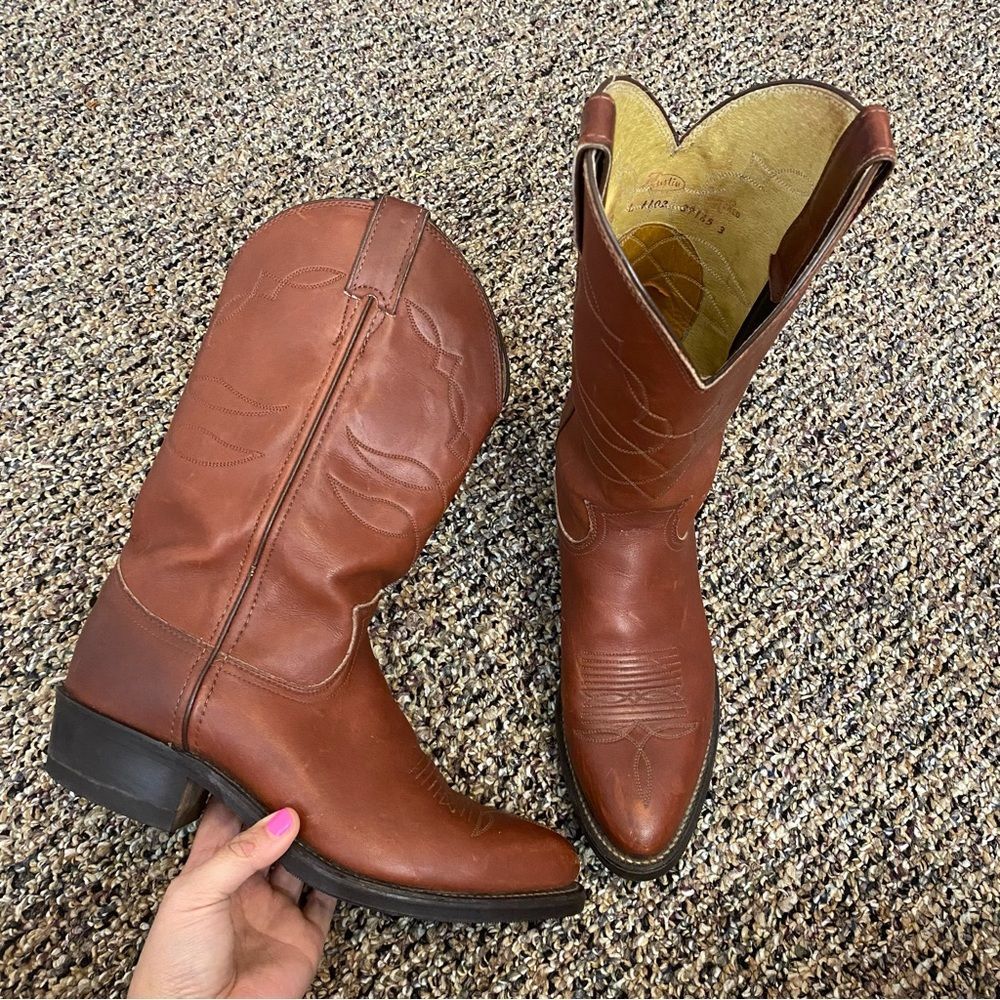 Justin Boots Brown Leather Heeled Boots